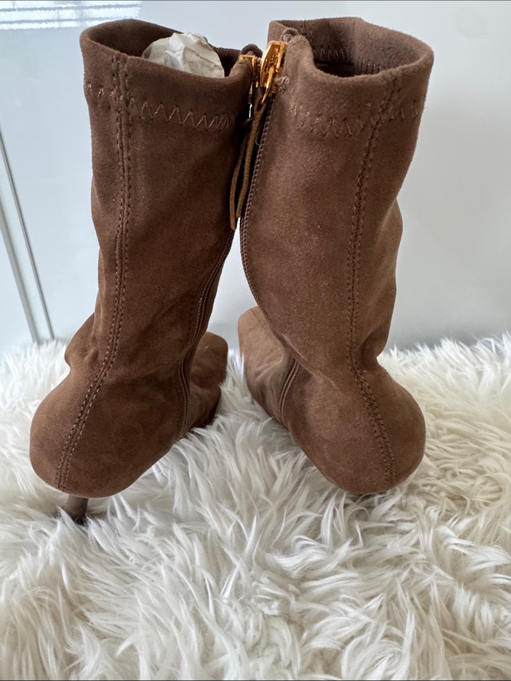 Zara Brown Suede Pointed-Toe Stiletto Ankle Boots - Picture 5 of 5